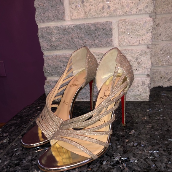 Christian Louboutin Metallic Norina 120 Glitter Sandal Heels - Picture 5 of 10